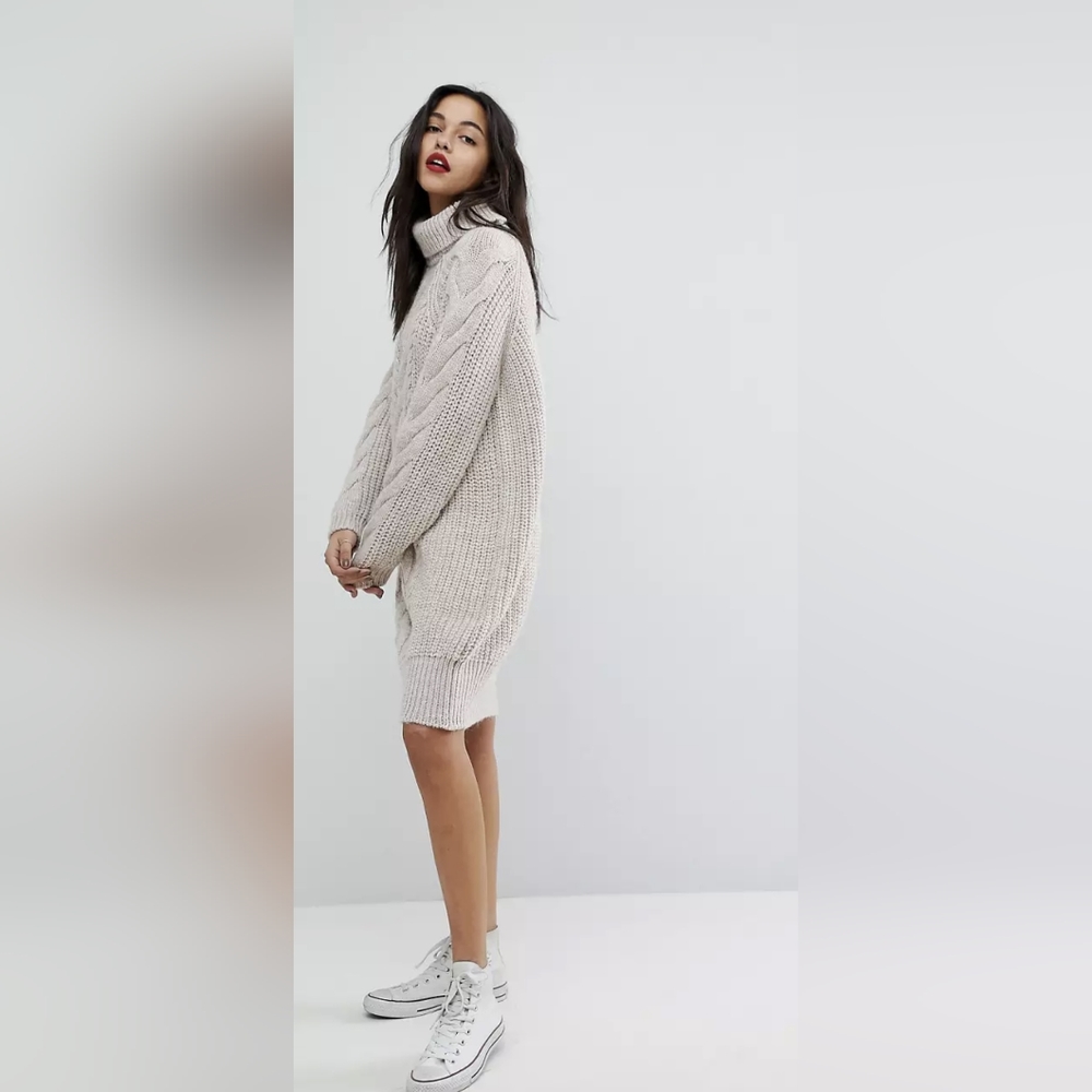 River Island Oversized cable knit sweater dress